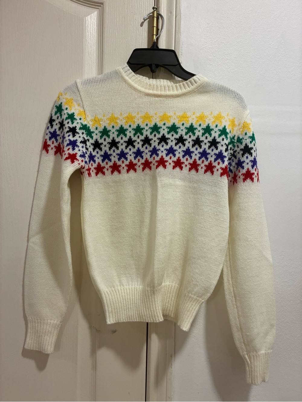 Collections Vintage 1980s Cream Star Fair Isle Sweater Medium